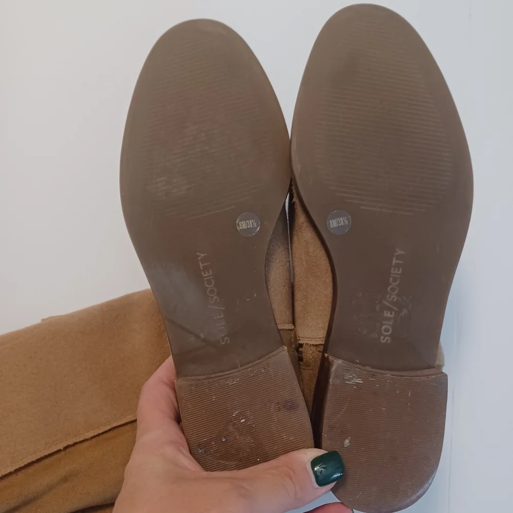 Sole Society Idetta Tall Leather Boots Tan Sz 8